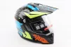 Шлем кроссовый/эндуро/АТV со стеклом BLD-819-7 L (59-60см), ЧЕРНЫЙ/ЖЕЛТО-СИНИЙ, FIX-206651 - 1