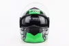 Шлем модуляр, закрытый с откидным подбородком+откидные очки BLD-159 М (57-58см), ЧЕРНО-ЗЕЛЕНЫЙ, FIX-360427 - 6