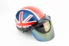Шлем-каска X8 со съёмным козырьком+очки, стекло, синий матовый с красно-белым рисунком "United Kingdom", ШОЛОМИ, YQ-360508 - 2