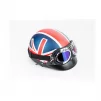 Шлем-каска X8 со съёмным козырьком+очки, стекло, синий матовый с красно-белым рисунком "United Kingdom", ШОЛОМИ, YQ-360508 - 1