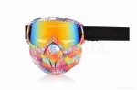 Очки кроссовые +защитная маска "BEON" #B01, цветные кляксы, визор хамелеон #8, QT-006090