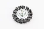 Щетка дисковая со стержнем 1/4" D-75мм из плетеной проволоки BT-8075, FIX-703145