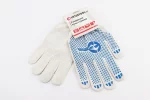 Перчатки рабочие 70% хлопок/30% полиэстер 10", класс вязки 10, белый, синяя ПВХ точка SP-0130, FIX-703217