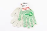 Перчатки рабочие 70% хлопок/30% полиэстер 10", класс вязки 10, белый, зеленая ПВХ точка SP-0133, FIX-703224