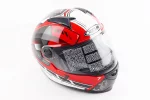 Шлем интеграл, закрытый ZS-811 M, КРАСНЫЙ глянец с белым рисунком, FIX-207951
