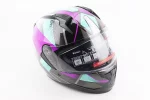 Шлем интеграл, закрытый (сертификация DOT)+откидные очки BLD-M67 L (59-60см), ЧЕРНЫЙ/ФИОЛЕТОВО-БИРЮЗОВЫЙ, FIX-206643
