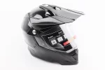 Шлем кроссовый/эндуро/АТV со стеклом BLD-819-7 М (57-58см), ЧЕРНЫЙ глянец, FIX-206646