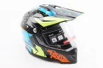 Шлем кроссовый/эндуро/АТV со стеклом BLD-819-7 М (57-58см), ЧЕРНЫЙ/ЖЕЛТО-СИНИЙ, FIX-206652