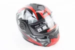 Шлем модуляр, закрытый с откидным подбородком+откидные очки BLD-159 М (57-58см), ЧЕРНО-КРАСНЫЙ, FIX-360429