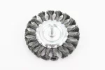 Щетка дисковая со стержнем 1/4" D-100мм из плетеной проволоки BT-8100, FIX-703142