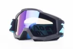 Окуляри кросові/ендуро/АТV, чорні (дзеркальне блакитне скло), FIX-207515