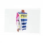 Футболка (Джерси) мужская L-(Polyester 100%), длинные рукава, бело-сине-салатовая, ВЕЛОЕКІПІРУВАННЯ, YQ-408203