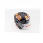 Шлем открытый с очками 707 XS, чёрный матовый с оранжевым рисунком, ШОЛОМИ, YQ-360084