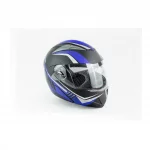 Шлем модуляр с откидным подбородком, выдвижные очки F-158 М (57-58см), чёрно-синий мат, ШОЛОМИ, YQ-330243