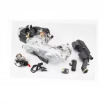 Двигатель скутерный в сборе 4Т-80куб (короткий вариатор, длинный вал)+карбюратор, коммутатор, катушка зажигания, фильтр воздушный,