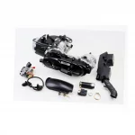 Двигатель скутерный в сборе 4Т-80куб (короткий вариатор, длинный вал)+карбюратор, коммутатор, катушка зажигания, фильтр воздушный,