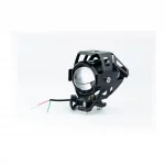 Фара дополнительная светодиодная влагозащитная-LED линза с стробоскопом в металлическом корпусе, с креплением на руль, 110*70мм,