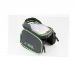 Сумка-штаны на раму с держателем телефона 170х90мм, боковые отделения, крепл. на липучке, влагозащитная, чёрно-зелёная TTB210,