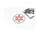 Гальмівний диск 203мм, кріпл. 6 болтів, на алюмінієвому павуку, червоний FD-01, ВЕЛОЗАПЧАСТИНИ, YQ-412384