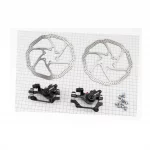 Гальмо Disk-brake переднє (F160/R140мм)+заднє (F180/R160мм), диски 160мм, кріпл. 6 болтів, чорні, ВЕЛОЗАПЧАСТИНИ, YQ-411830
