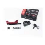 Фонарь задний с поворотниками, +звонок 3 мелодии, пульт дистанционного управления, зарядка от USB, влагозащитный, чёрный,