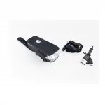 Фонарь передний 1 диод 350 lumen+звонок 5 мелодий, Li-ion 3.7V 1200mAh зарядка от USB, влагозащитный, чёрный HJ-0011,