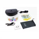 Очки с набором для ухода, сменные линзы 5шт, в жёстком чехле, белые, ВЕЛОЕКІПІРУВАННЯ, YQ-408012