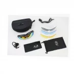 Очки с набором для ухода, сменные линзы 5шт, в жёстком чехле, чёрные, ВЕЛОЕКІПІРУВАННЯ, YQ-408013