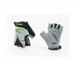 Перчатки детские без пальцев (7-8 лет) с мягкими вставками под ладонь, чёрно-серо-зелёные SKG-1553, ВЕЛОЕКІПІРУВАННЯ, YQ-408095