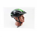 Шлем велосипедный L (54-62 см) съёмный козырёк, 21 вент. отверстий, чёрно-зелёно-белый, ВЕЛОЕКІПІРУВАННЯ, YQ-408167