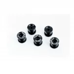 Бонки (болты) 6,5/10мм для крепления одинарной звезды, алюминиевые, чёрные 5шт к-кт, ВЕЛОЗАПЧАСТИНИ, YQ-412374