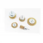 Набор щёток 5шт-торц./диск. со стержнем 1/4" D-25/50/75//50/75мм из латунированной рифлёной проволоки (19-9501), Витратні