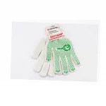 Перчатки рабочие 60% хлопок/40% полиэстер 10", класс вязки 7, белые зелёная ПВХ точка (SP-0126), Витратні матеріали, YQ-703213