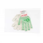 Перчатки рабочие 70% хлопок/30% полиэстер 10", класс вязки 10, белые зелёная ПВХ точка (SP-0133), Витратні матеріали, YQ-703224