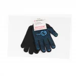 Перчатки рабочие 70% хлопок/30% полиэстер 10", класс вязки 10, чёрные синяя ПВХ точка (SP-0129), Витратні матеріали, YQ-703218