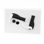 Ручки руля 140мм с зажимом Lock-On, эргономичные с рожками, чёрно-белые, ВЕЛОЗАПЧАСТИНИ, YQ-406474