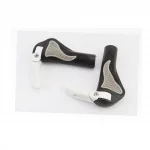 Ручки руля 140мм с зажимом Lock-On, эргономичные с рожками, чёрно-серо-белые RB-BT1008, ВЕЛОЗАПЧАСТИНИ, YQ-406476