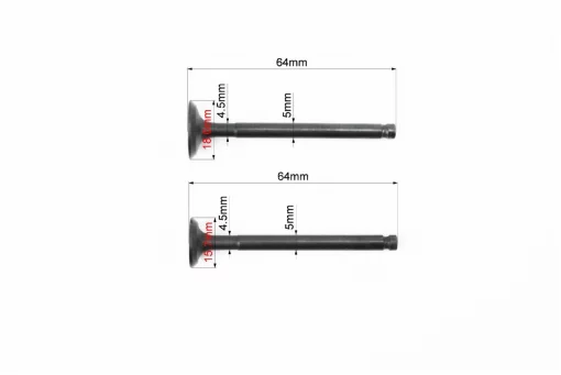 Клапана впускной (H-64; D-18,6), выпускной-немагнитный (H-64; D-15,7) к-кт 2шт, 50-100сс 4Т, YQ-309709