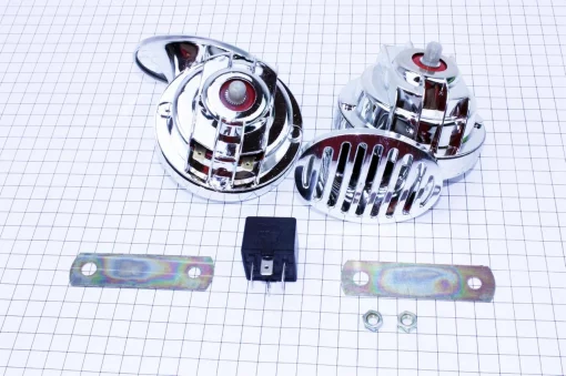 Сигнал двойной, хром (+реле), ЕЛЕКТРОНІКА і компоненти, YQ-301691