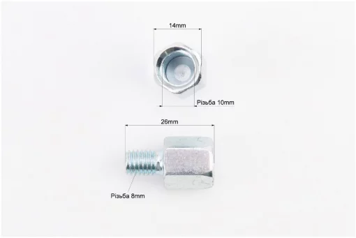 Переходник зеркал под крепления М8 прав./прав. для зеркал М10 прав./прав. к-кт 2шт, ДЗЕРКАЛА, YQ-301775