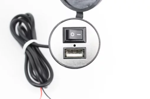 Зарядка USB універсальна на 1 вихід, з кнопкою вмик/вимик (кріплення в пластик/на кермо), ЗЧ-МОТО, YQ-301998