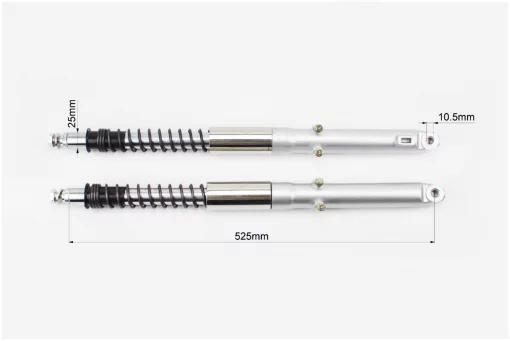 Вилка передняя (перья) лев., прав., к-кт 2шт, L-525мм, d-25мм (пружина снаружи), DELTA, YQ-318001