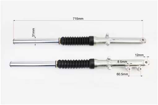 Вилка передняя (перья) лев., прав., к-кт 2шт, (диск.торм.) 715мм, серый, Viper-125-150J, YQ-321569