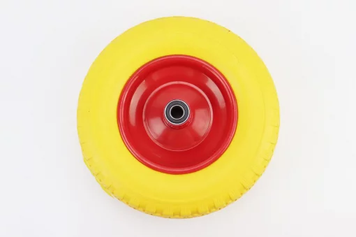 Колесо на тачку "ПІНОПОЛІУРЕТАН" 4,00-6, пром-підшипники під вісь 16мм, жовто-червоне, ШИНИ, YQ-303576