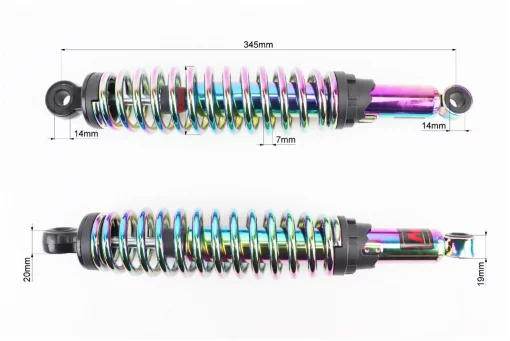 Амортизатор задній JH/CB/CG-345мм*d-60мм (під втулки) регул., плазма к-кт 2шт, ЗЧ-МОТО, YQ-318485