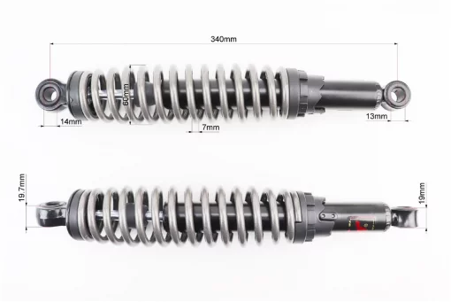 Амортизатор задний JH/CB/CG-340мм*d60мм (под втулки) регулир., дымчатый к-кт 2шт, ЗЧ-МОТО, YQ-318496