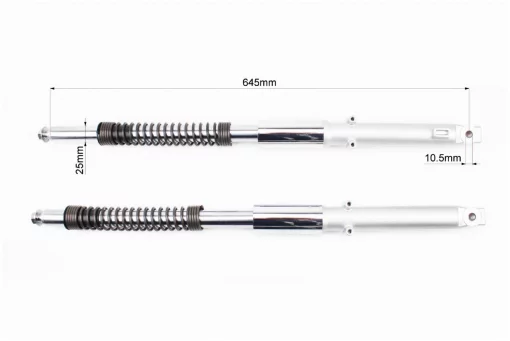 Вилка передняя (перья) лев., прав., к-кт 2шт, L-645мм, d-25мм (пружина снаружи), DELTA, YQ-338861