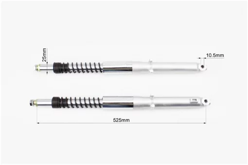 Вилка передняя (перья) лев., прав., к-кт 2шт, L-525мм, d-25мм (пружина снаружи), DELTA, YQ-318673