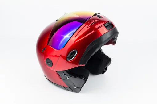 Шолом модуляр з відкидним підборіддям, дзеркальний візор HF-108 S (55-56см), червоний, ШОЛОМИ, YQ-330586