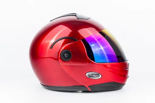 Шолом модуляр з відкидним підборіддям, дзеркальний візор HF-108 S (55-56см), червоний, ШОЛОМИ, YQ-330586